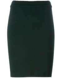 Темно-зеленая шерстяная юбка-карандаш