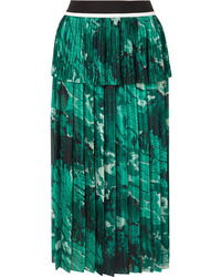 Темно-зеленая юбка-миди с камуфляжным принтом