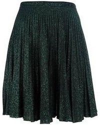 Темно-зеленая юбка-миди со складками