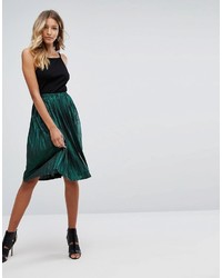 Темно-зеленая юбка-миди со складками от Missguided
