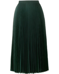 Темно-зеленая юбка-миди со складками от Prada