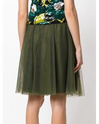 Темно-зеленая юбка с пайетками с украшением от P.A.R.O.S.H.