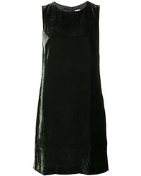 Темно-зеленое бархатное платье прямого кроя