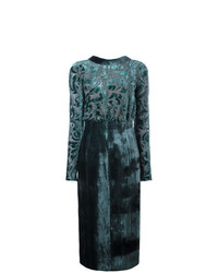 Темно-зеленое бархатное платье-футляр от Lanvin