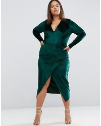 Темно-зеленое бархатное платье от Club L
