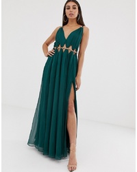 Темно-зеленое вечернее платье со складками от ASOS DESIGN
