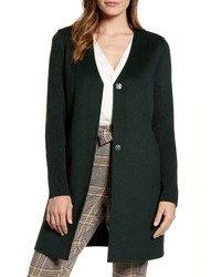Темно-зеленое вязаное пальто
