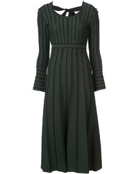 Темно-зеленое вязаное платье-миди