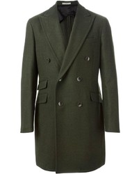 Темно-зеленое длинное пальто