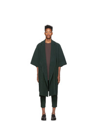 Темно-зеленое длинное пальто от Homme Plissé Issey Miyake