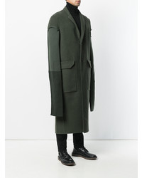 Темно-зеленое длинное пальто от Rick Owens