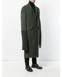 Темно-зеленое длинное пальто от Rick Owens