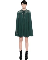 Темно-зеленое кружевное платье