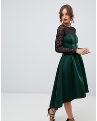 Темно-зеленое кружевное платье с пышной юбкой от ASOS DESIGN