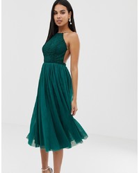 Темно-зеленое кружевное платье с пышной юбкой от ASOS DESIGN