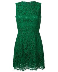 Темно-зеленое кружевное платье с цветочным принтом
