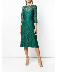Темно-зеленое кружевное платье-футляр от Rhea Costa