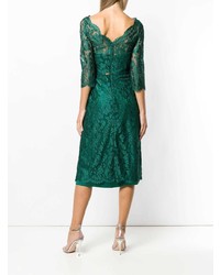 Темно-зеленое кружевное платье-футляр от Rhea Costa