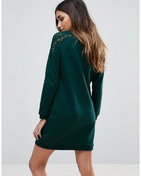 Темно-зеленое кружевное платье от Vila