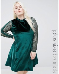 Темно-зеленое кружевное свободное платье от Club L