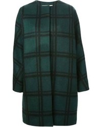 Темно-зеленое пальто в шотландскую клетку