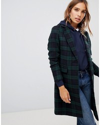 Женское темно-зеленое пальто в шотландскую клетку от New Look