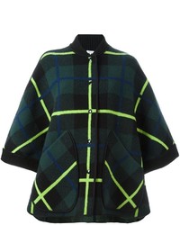 Темно-зеленое пальто-накидка в клетку от M Missoni