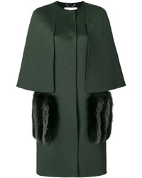 Женское темно-зеленое пальто с украшением от Fendi