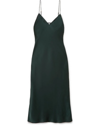 Темно-зеленое платье-комбинация