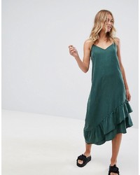 Темно-зеленое платье-комбинация от Monki