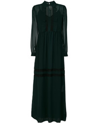 Темно-зеленое платье-макси с рюшами от P.A.R.O.S.H.