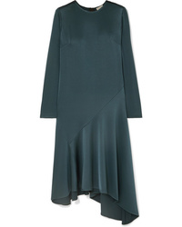 Темно-зеленое платье-миди