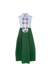 Темно-зеленое платье-миди с вышивкой от Talbot Runhof