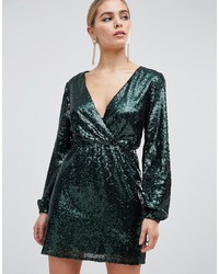 Темно-зеленое платье прямого кроя с пайетками от Outrageous Fortune