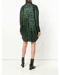 Темно-зеленое платье прямого кроя с пайетками от Gianluca Capannolo