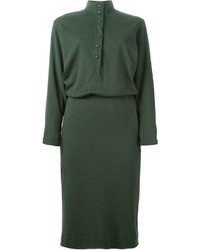 Темно-зеленое платье-рубашка от Jean Louis Scherrer