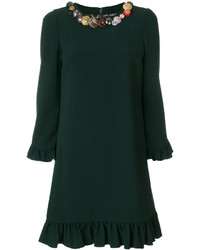 Темно-зеленое платье с украшением от Dolce & Gabbana