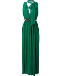 Темно-зеленое платье с украшением от MSGM