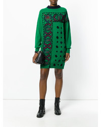 Темно-зеленое платье-свитер с вышивкой от Sacai