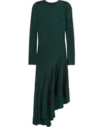 Темно-зеленое сатиновое платье-миди