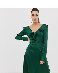 Темно-зеленое сатиновое платье-миди от Missguided
