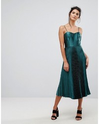Темно-зеленое сатиновое платье-миди от Whistles