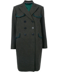 Женское темно-зеленое твидовое пальто от Sacai