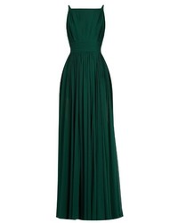 Темно-зеленое шелковое вечернее платье