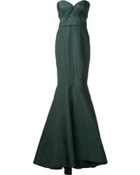 Темно-зеленое шелковое вечернее платье от Zac Posen