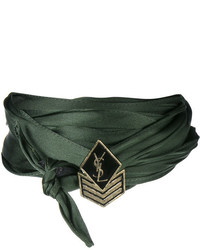 Темно-зеленое шелковое ожерелье-чокер от Saint Laurent