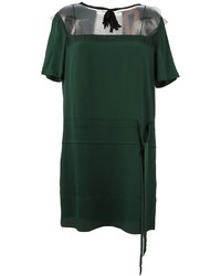 Темно-зеленое шелковое платье прямого кроя от No.21