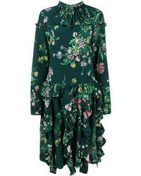 Темно-зеленое шелковое платье с принтом от Rochas