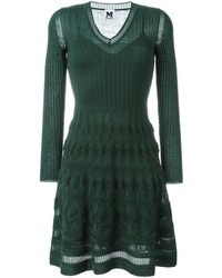 Темно-зеленое шерстяное вязаное платье