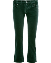 Темно-зеленые бархатные брюки
